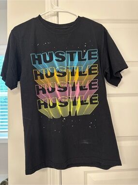 Men's Black 'HUSTLE' Graphic Short Sleeve Tee